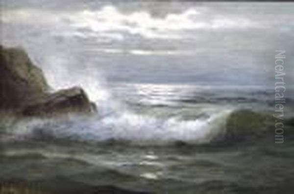 Gray Skies, Crashing Waves Oil Painting by Nels Hagerup