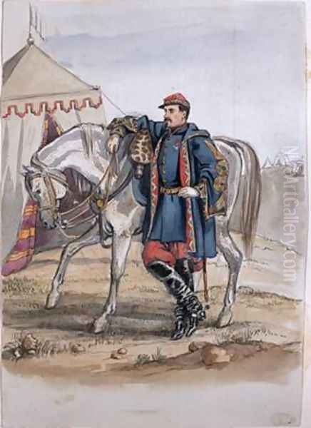 Portrait of General Clers, former commander of the Zouaves, from an album of paintings and sketches known as 'Cadogan's Crimea', 1854-56 Oil Painting by George Cadogan