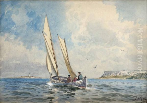 Seglats Vid Ljugarn, Gotland Oil Painting by Jakob Hagg