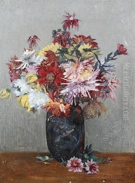 A Vase Of Carnations Oil Painting by Joshua Anderson Hague