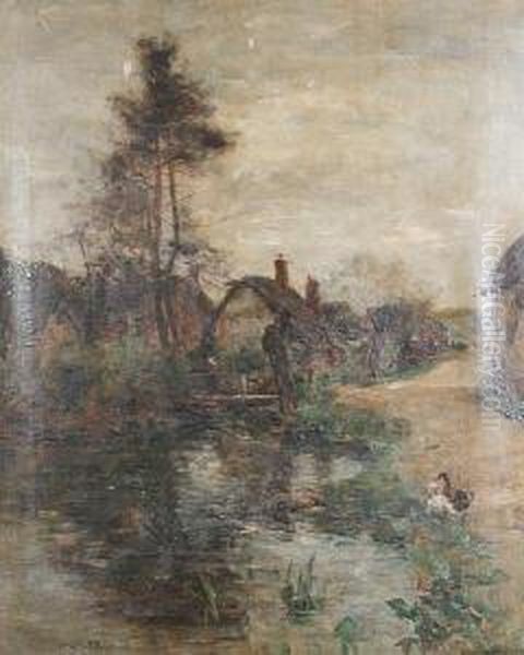 The Village Pond Oil Painting by Joshua Anderson Hague