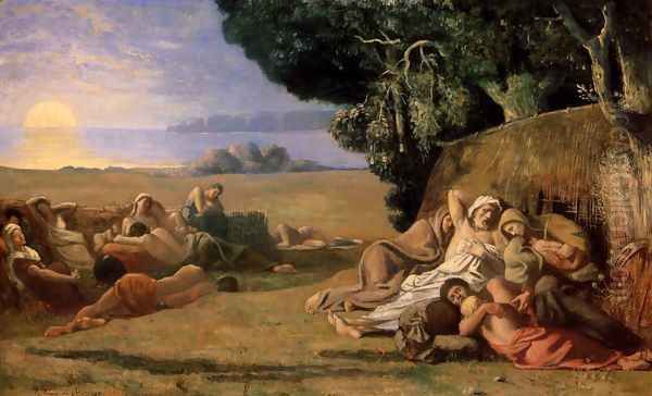 Le Sommeil (Sleep) Oil Painting by Pierre Cecile Puvis de Chevannes