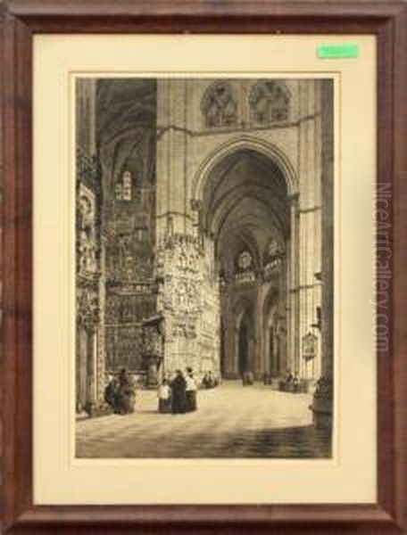 South Aisle Of A Cathederal Oil Painting by Axel Herman Haig