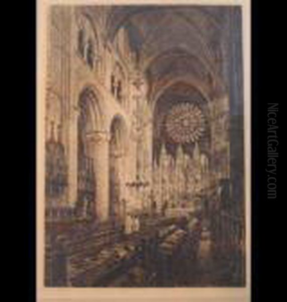 Interior Of Durham Cathedral Oil Painting by Axel Herman Haig