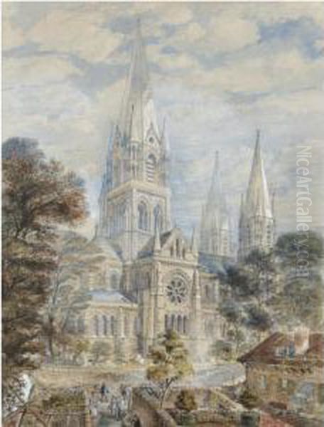 St Fin Barre's Cathedral, Cork Oil Painting by Axel Herman Haig