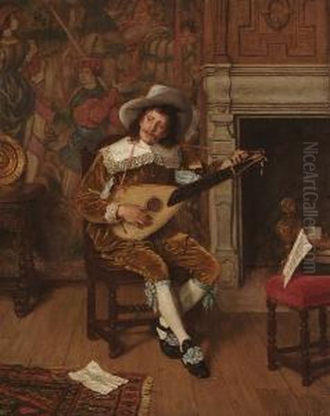 Tuning The Lyre Oil Painting by Thomas Waterman Wood