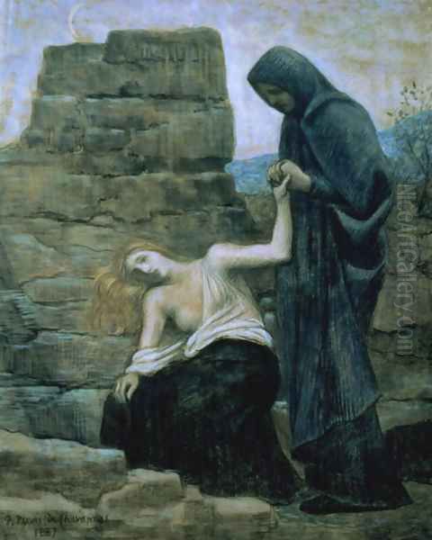 Pity, 1887 Oil Painting by Pierre Cecile Puvis de Chevannes