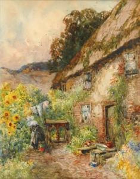 Country Cottage Oil Painting by George Charles Haite