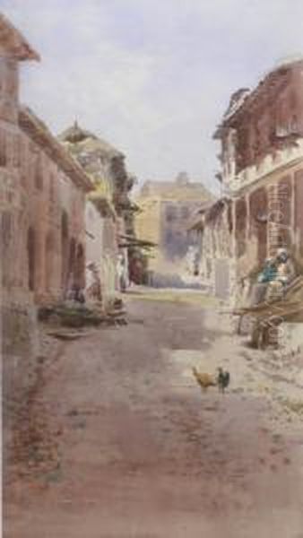 A Street Scene, Islamabad Oil Painting by George Charles Haite