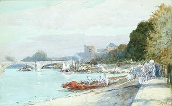 Putney Bridge Oil Painting by George Charles Haite