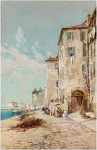 Ville Franche Oil Painting by George Charles Haite