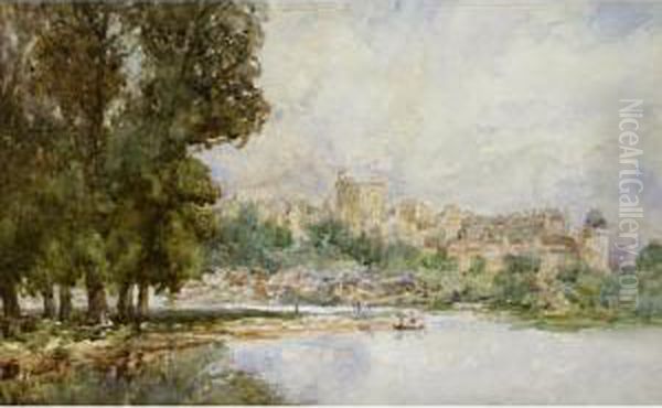 Windsor Castle From The River Oil Painting by George Charles Haite