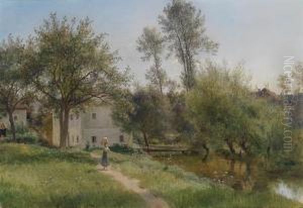 Scene Fromlower Austria Oil Painting by Ludwig Halauska