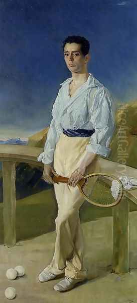 The Tennis Player: Pablo Ramos Villegas Oil Painting by Jose Villegas y Cordero