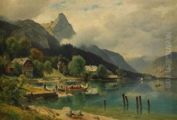 Berglandskap Oil Painting by Ludwig Halauska