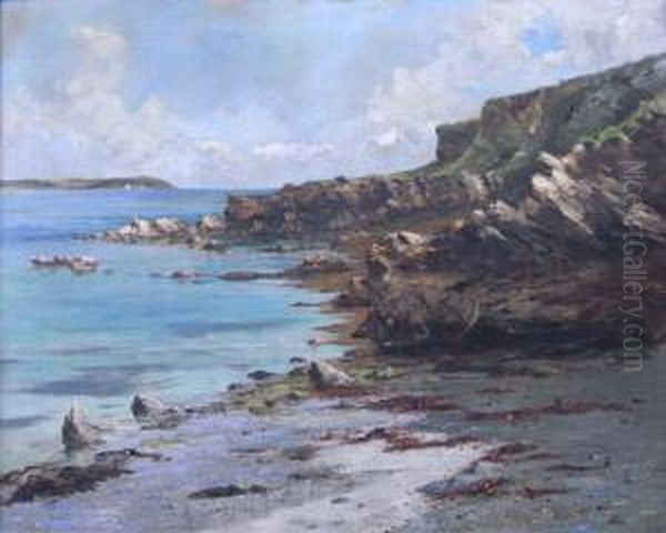 Summer Low Tide On A Cornish Coastline Oil Painting by Edward Matthew Hale