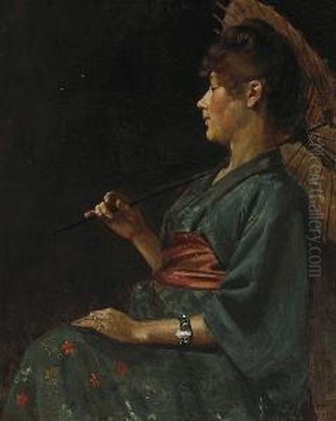 The Blue Kimono Oil Painting by Philip Leslie Hale