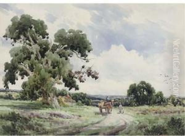 Near Oxshott, Surrey Oil Painting by Richard William Halfnight