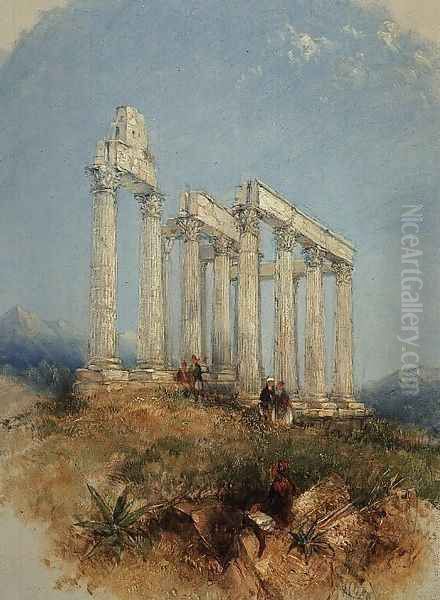 The Temple of Jupiter Olympius, Athens Oil Painting by Thomas Creswick