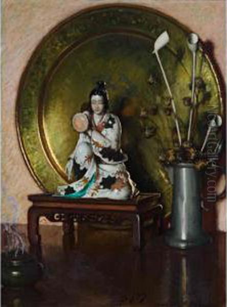 A Studio Shrine Oil Painting by Bernard Hall