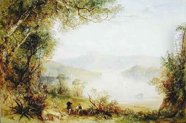 View on the Hudson River, c.1840-45 Oil Painting by Thomas Creswick