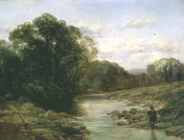 A Sylvan Stream Oil Painting by Thomas Creswick