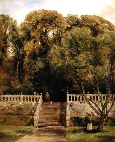 On the Terrace at Haddon Hall, Derbyshire, 1840 Oil Painting by Thomas Creswick