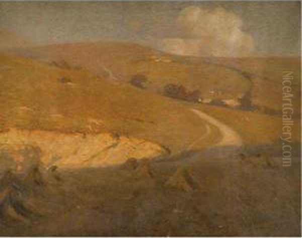 A Sussex Chalk Pit Oil Painting by Frederick Hall