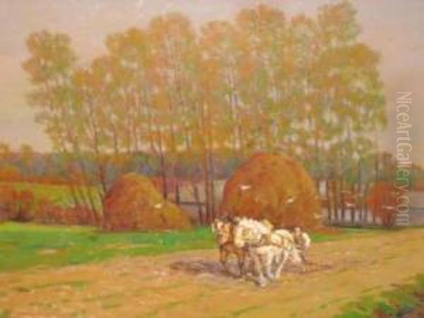 Spring Ploughing Oil Painting by Frederick Hall