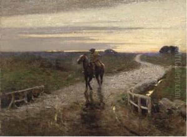 Dusk Over The Moor Oil Painting by Frederick Hall