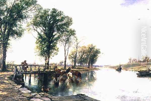 Trentside Oil Painting by Thomas Creswick