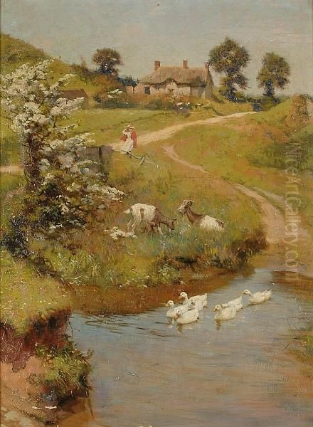 A Summer````````s Day Oil Painting by Frederick Hall