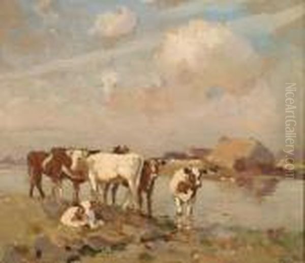 By The Riverside Oil Painting by Frederick Hall