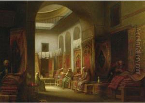 The Rug Bazaar Oil Painting by George Henry Hall