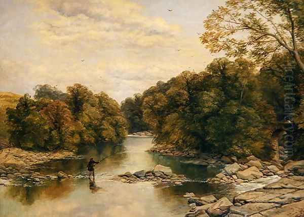 The River Tees at Rokeby, Yorkshire, c.1860 Oil Painting by Thomas Creswick