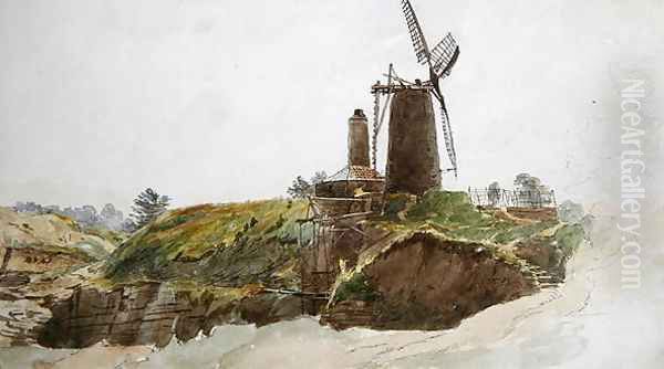 Landscape with Windmill Oil Painting by Thomas Creswick