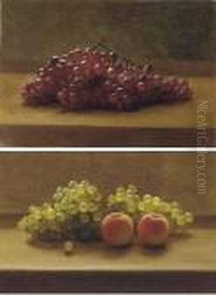 Grapes; And Grapes And Peaches: A Pair Of Works Oil Painting by George Henry Hall