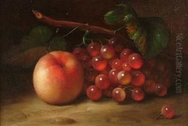 A Still Life Of Grapes And An Apple Oil Painting by George Henry Hall