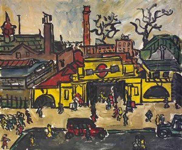 Charing Cross Tube Station Oil Painting by Kenneth Hall