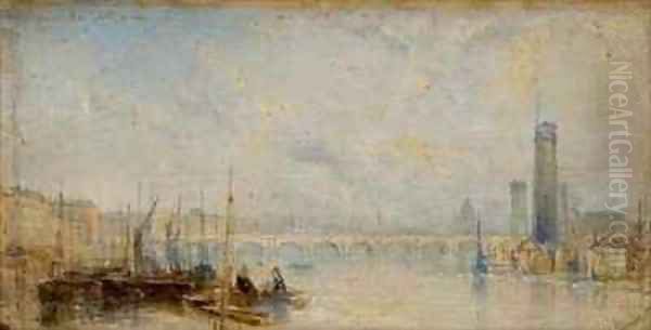 The Thames and Shot Tower Oil Painting by Thomas Creswick