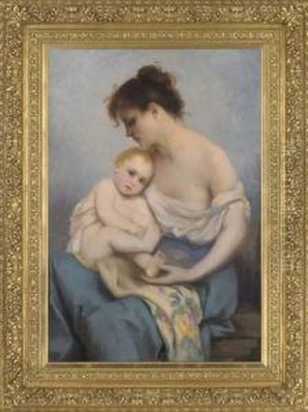 Motherly Love Oil Painting by Edward Charles Halle