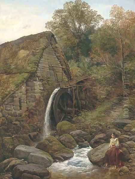 An over-shot water-mill Oil Painting by Thomas Creswick