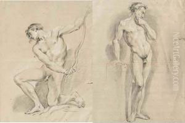 Dessin Double Face : Nus Masculins. Oil Painting by Noel Halle