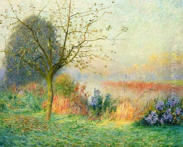 October Morning on the River Leie Oil Painting by Emil Claus