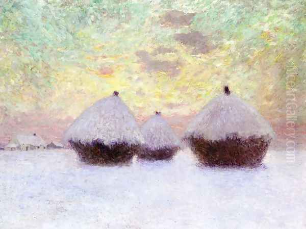 Haystacks in the Snow Oil Painting by Emil Claus