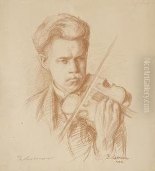 Theviolinist Oil Painting by Pekka Halonen