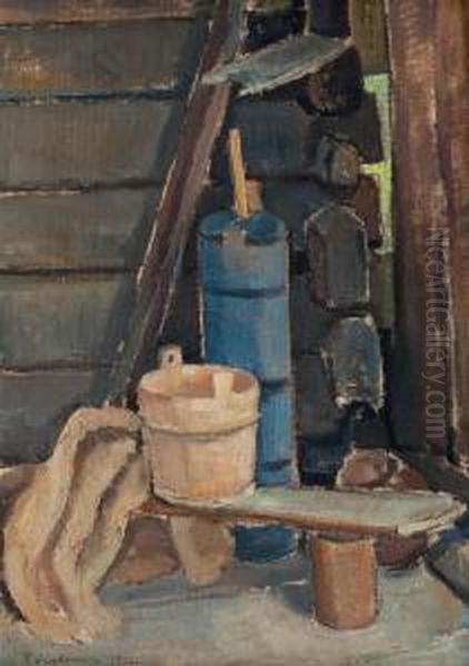 Acorner In The Sauna Oil Painting by Pekka Halonen