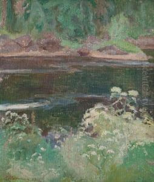 Summer Flowers By The Stream Oil Painting by Pekka Halonen