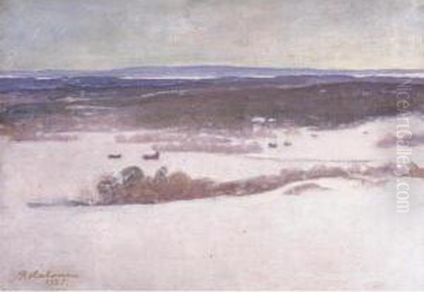 Talvimaisema (winter Landscape) Oil Painting by Pekka Halonen