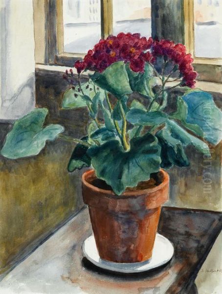 Geranium Oil Painting by Samuel Halpert